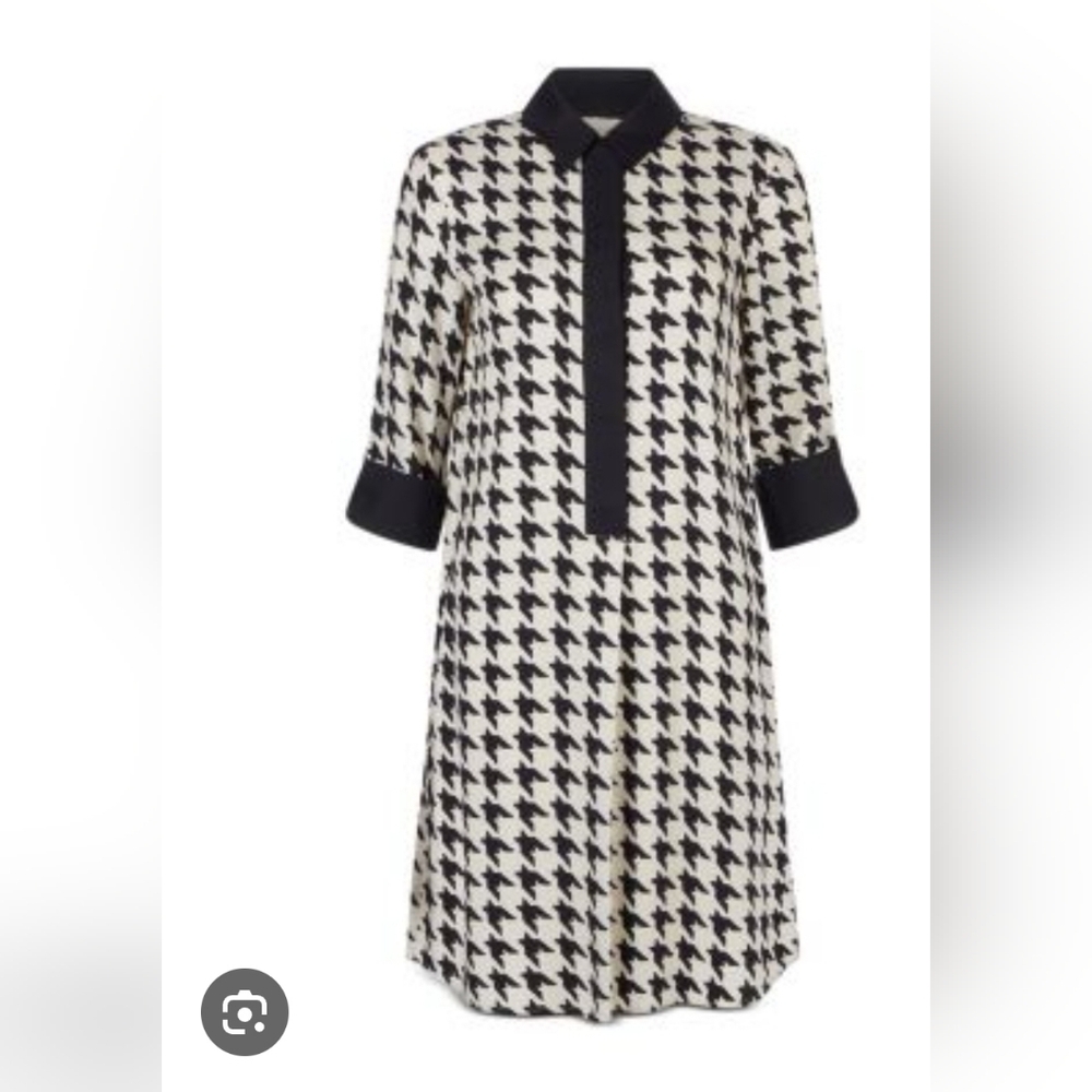 Hobbs London Black and White Houndstooth Dress Size 6